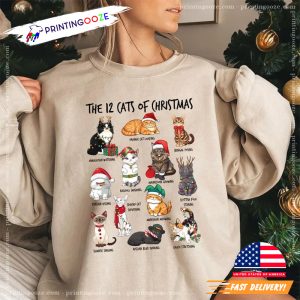 The 12 Cats Of Christmas T shirt