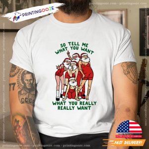 Vintage Christmas Santa Claus Tell Me What You Want Tee 3