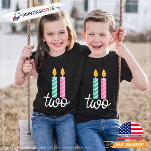 Vintage Two Birthday Candles Unisex T shirt