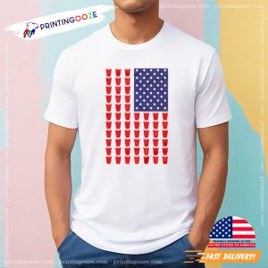 Beer Pong American Flag T Shirt 2