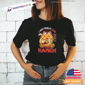 Cute Cat Just Really Love Ramen Noodles T shirt 1