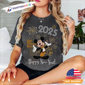 Disney Mickey Happy New Year 2025 Comfort Colors Tee 1