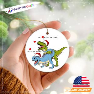 Funny Dinosaur Couple Christmas Ornament