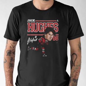 Jack Hughes New Jersey Cartoon Shirt 1