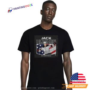 Jack Hughes New Jersey Hockey American Flag Shirt 3