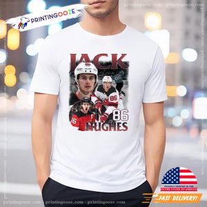 Jack Hughes Number 86 Vintage T shirt 2