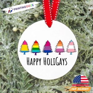 LGBTQ Happy HoliGays Christmas Ornament 2