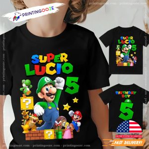 Personalized Super Luigi Birthday 2 Side T Shirt