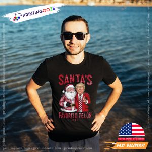 Santa's Favorite Felon 2024 Funny Trump Christmas T Shirt