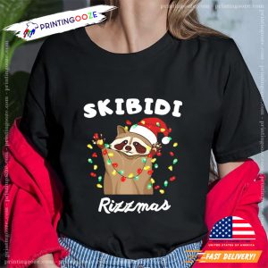 Skibidi Rizzmas Hilarious Christmas Raccoon shirt 3