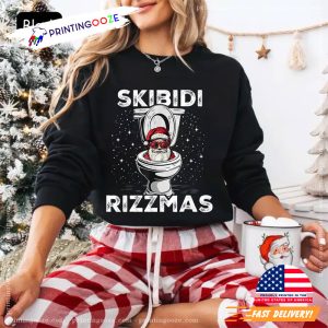 Skibidi Rizzmas Santa Toilet Funny Holiday T shirt 1