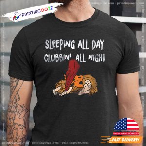 Sleeping All Day Clubbin' All Night Captain Caveman T Shirt 1