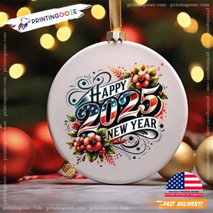 Usa Flag Happy New Year 2025 Ornament