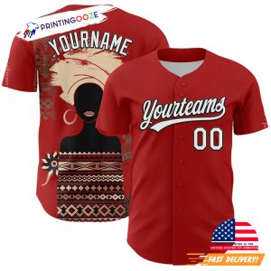 Custom Red White Black Black History Month Baseball Jersey