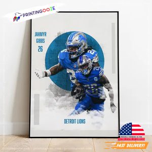 Detroit Lions Jahmyr Gibbs 26 Graphic Poster 3