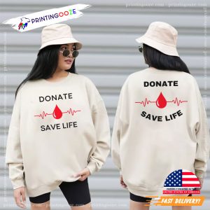 Donate Blood Save Life National Blood Donor Month 2 Sided Shirt 1