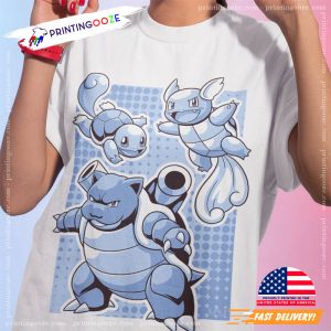 Squirtle Wartortle Blastoise Pokemon Anime T shirt