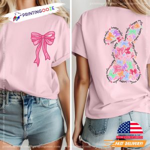 Coquette Bow Bunny Happy Easter Day Comfort Colors T shirt