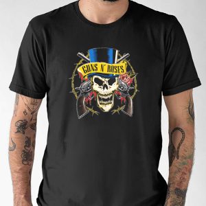 Gun And Roses Creepy Skull Vintage Shirt 2