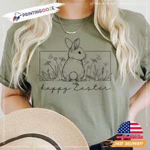 Happy Easter Floral Bunny T shirt