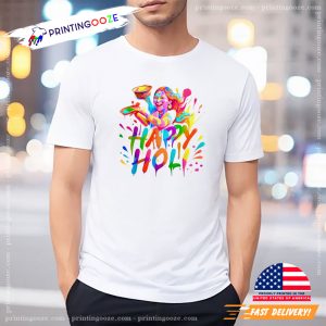 Happy Holi Throwing colored powders Shirt 1