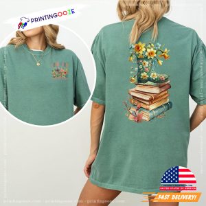 Bookworm Wildflowers Books Comfort Colors Shirt 1