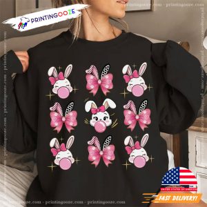 Bunny Coquette Bow Cute Pink Easter Shirt 1