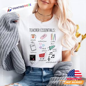 Teacher Essentials Funny Teacher World Book Day Shirt 2