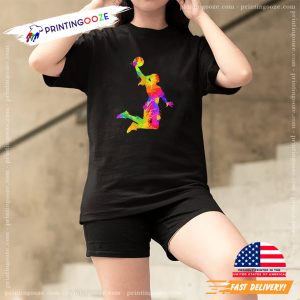 Vibrant Colors Basketball Girl Women Girls Unisex T shirt 3