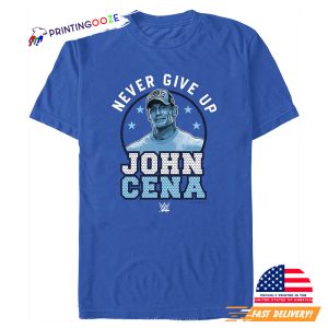 WWE John Cena Never Give Up Blue Logo Graphic T-shirt