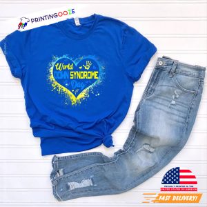 Yellow And Blue Heart World Down Syndrome Day Shirt 1