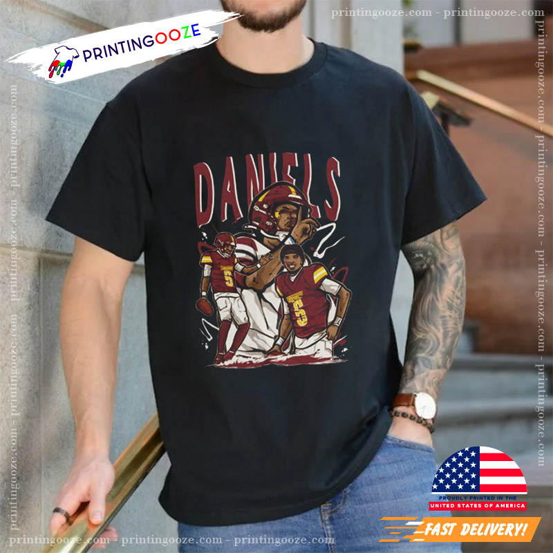 Jayden Daniels Cartoon Style Washington Football T-Shirt Jayden Daniels Cartoon Style Washington Football T-Shirt