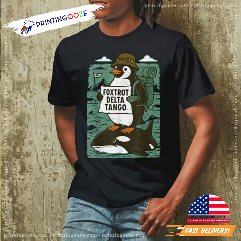 Resist Penguin Activism Graphic Design T-Shirt Resist Penguin Activism Graphic Design T-Shirt