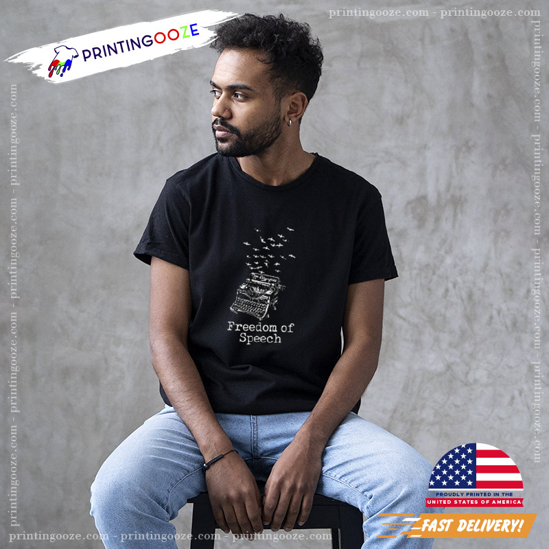 White Vintage Typewriter And Bird Flocks Shirt White Vintage Typewriter And Bird Flocks Shirt