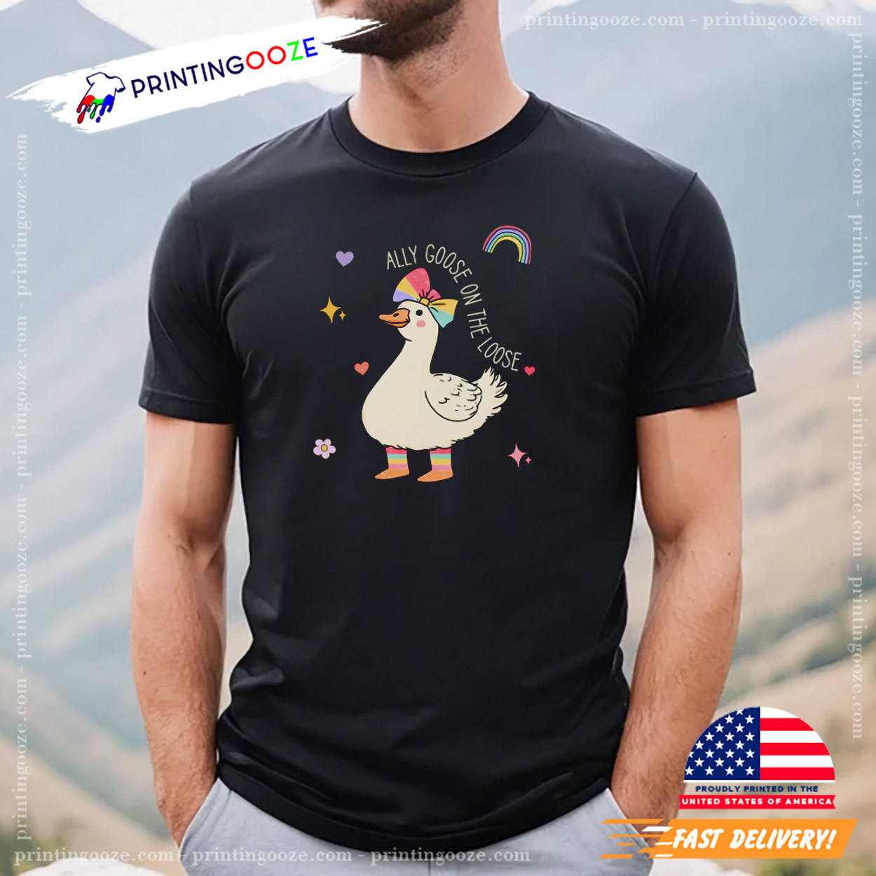 Ally Goose On The Loose, Pride Month Gay T-shirt Ally Goose On The Loose, Pride Month Gay T-shirt
