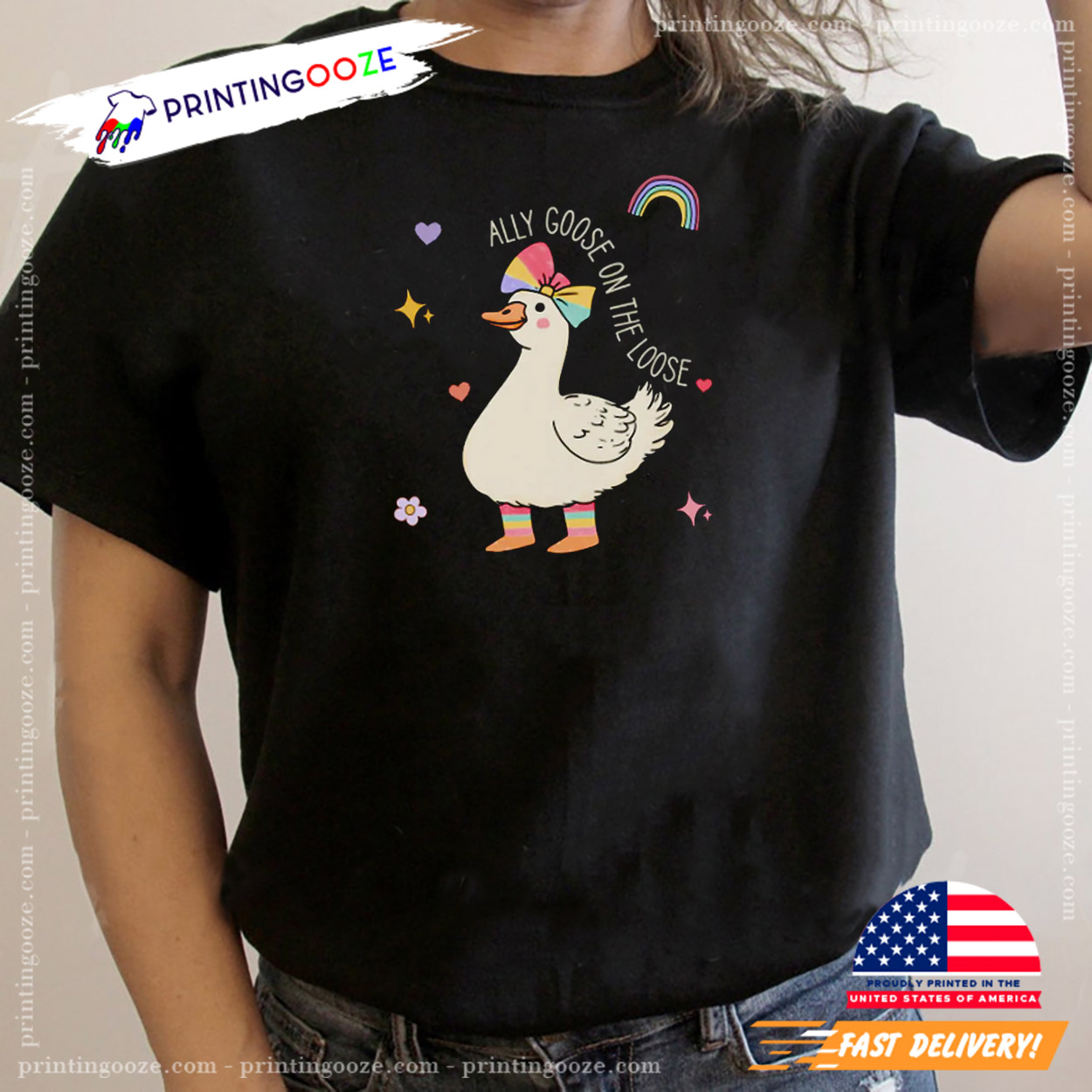Ally Goose On The Loose, Pride Month Gay T-shirt Ally Goose On The Loose, Pride Month Gay T-shirt