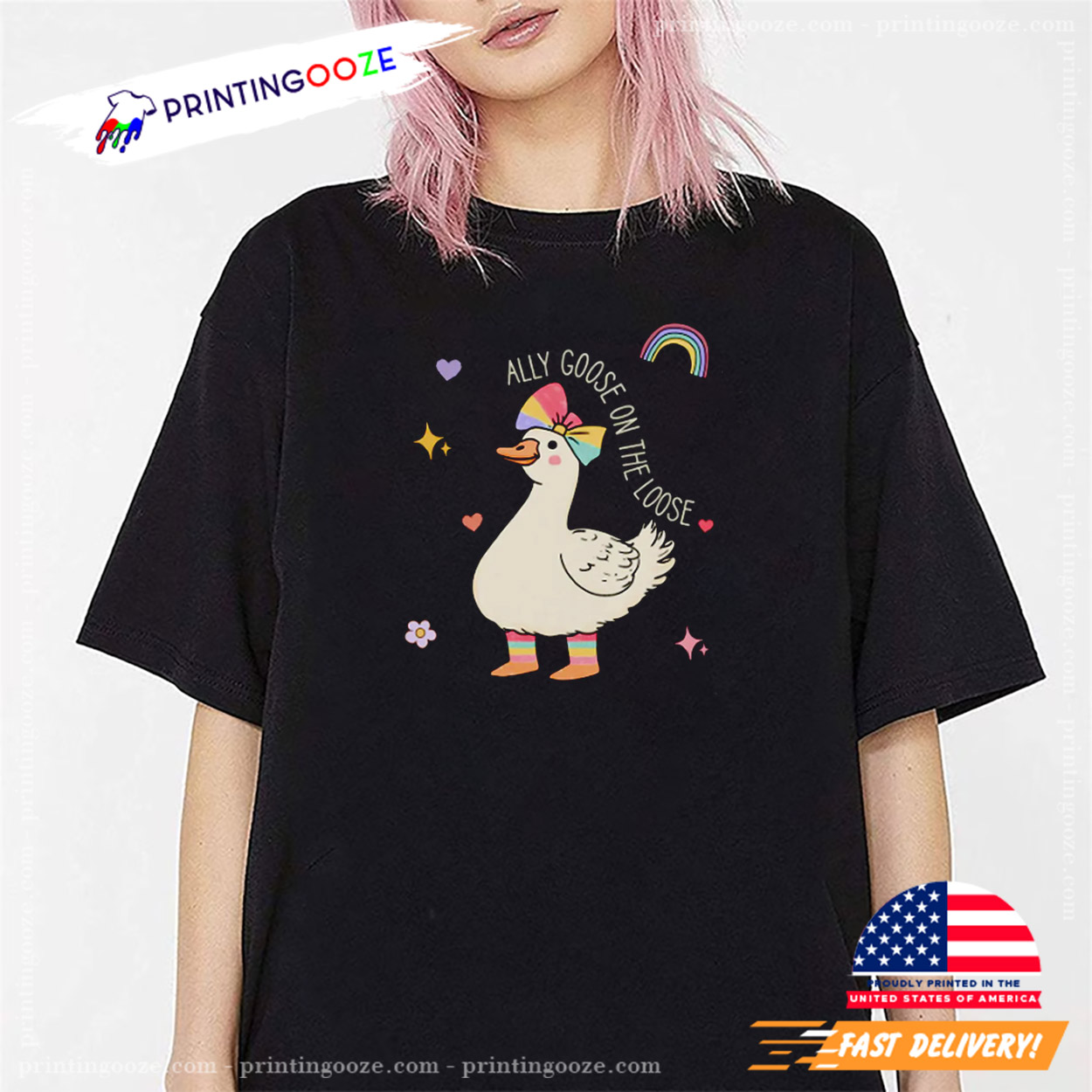 Ally Goose On The Loose, Pride Month Gay T-shirt Ally Goose On The Loose, Pride Month Gay T-shirt