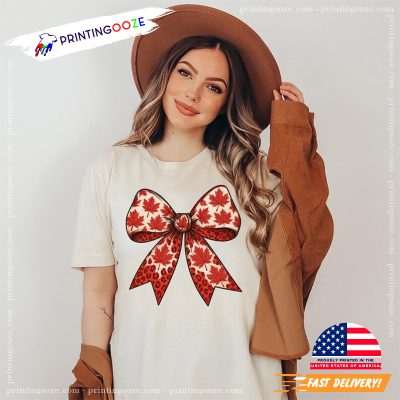Canadian Coquette Bow Canada Day T-shirt Canadian Coquette Bow Canada Day T-shirt