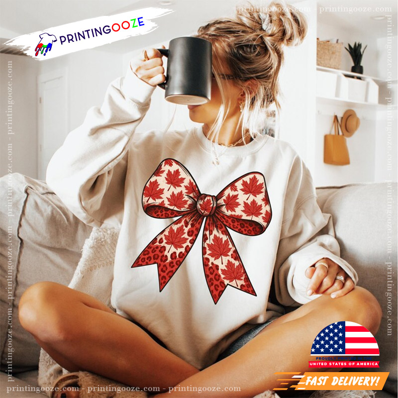 Canadian Coquette Bow Canada Day T-shirt Canadian Coquette Bow Canada Day T-shirt