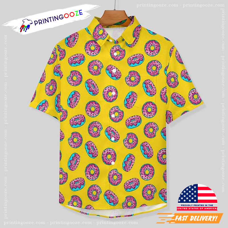 Cartoon Yellow Donut Hawaiian Shirt Cartoon Yellow Donut Hawaiian Shirt