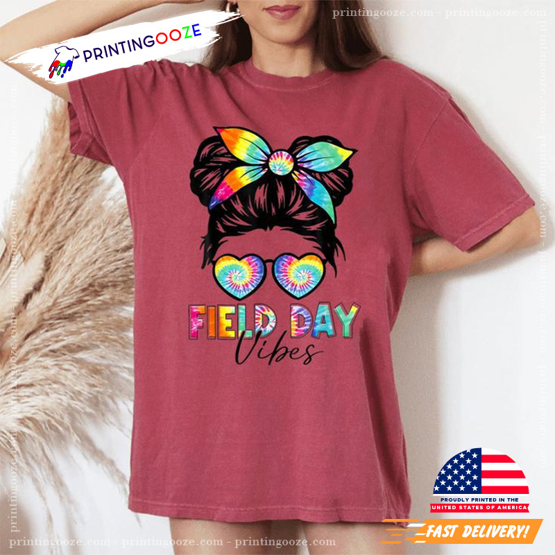 Field Day Vibes Messy Bun Comfort Colors Tee Field Day Vibes Messy Bun Comfort Colors Tee