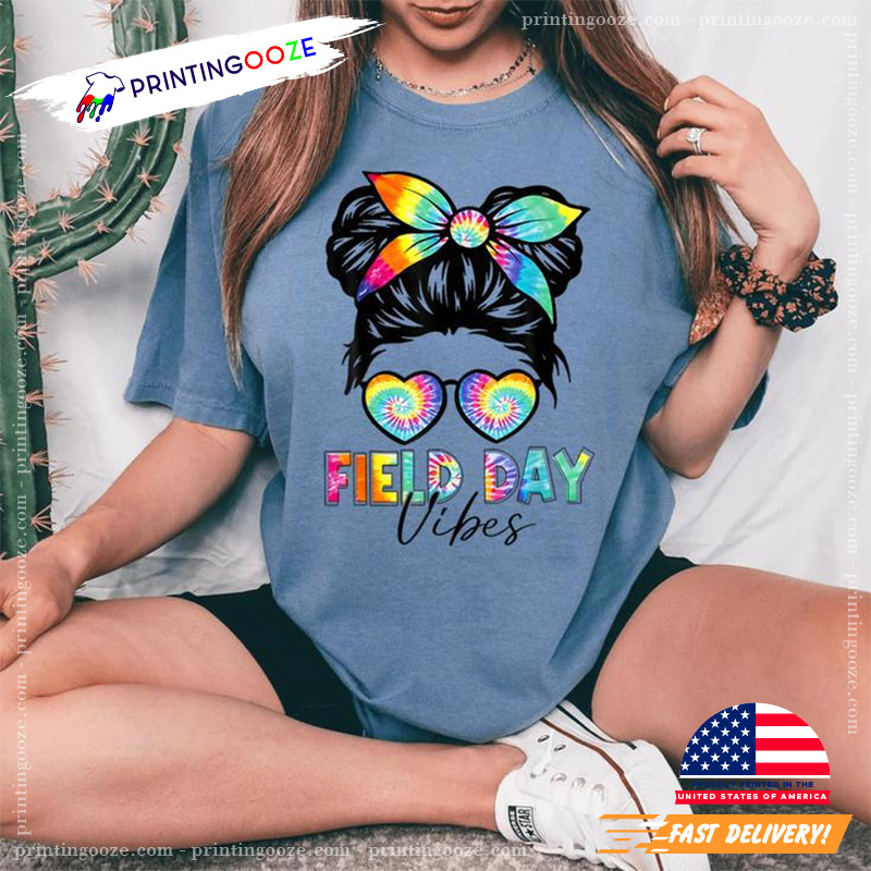Field Day Vibes Messy Bun Comfort Colors Tee Field Day Vibes Messy Bun Comfort Colors Tee