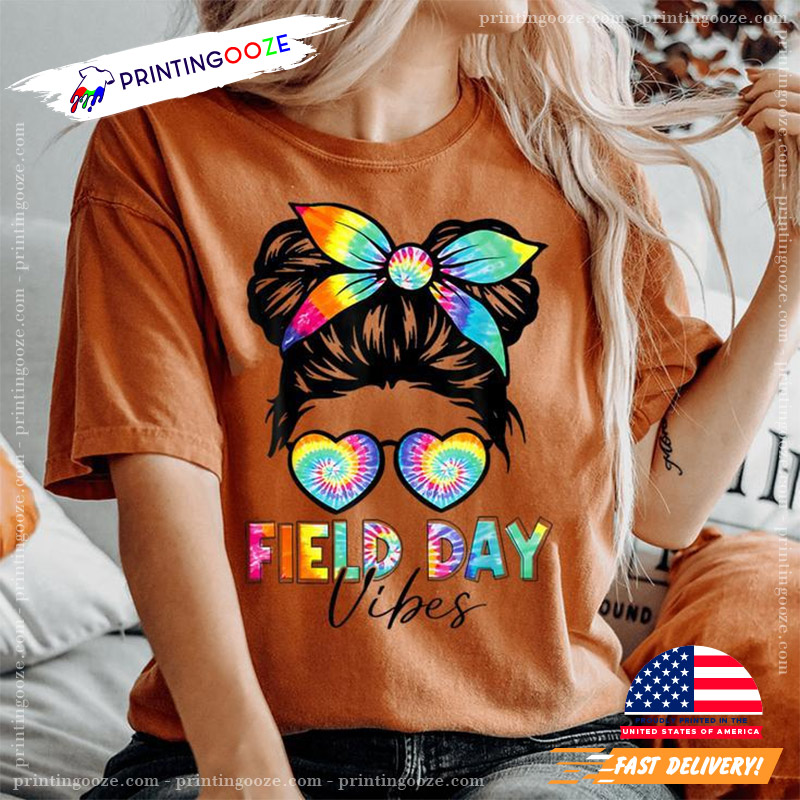 Field Day Vibes Messy Bun Comfort Colors Tee Field Day Vibes Messy Bun Comfort Colors Tee
