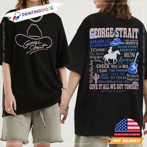 George Strait Country Music Retro Western 2 Sided T-Shirt