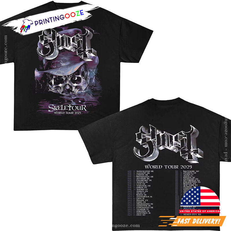 Ghost Skeletour World Tour, Ghost World Tour 2 Sided Shirt Ghost Skeletour World Tour, Ghost World Tour 2 Sided Shirt