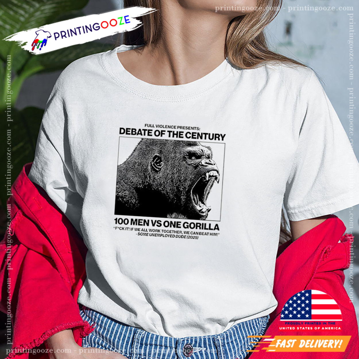 Gorilla 100 Men Vs One Gorilla T-shirt Gorilla 100 Men Vs One Gorilla T-shirt