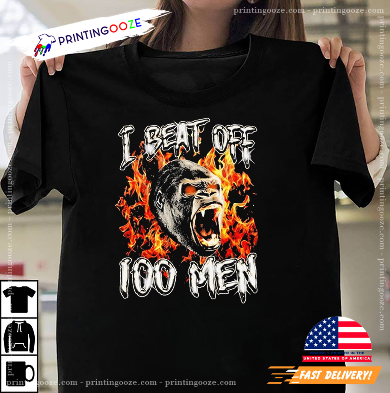 Gorilla I Beat Off 100 Men T-shirt Gorilla I Beat Off 100 Men T-shirt
