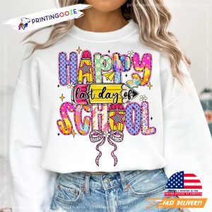 Happy Last Day of School Colorful Teacher Student Shirt 3