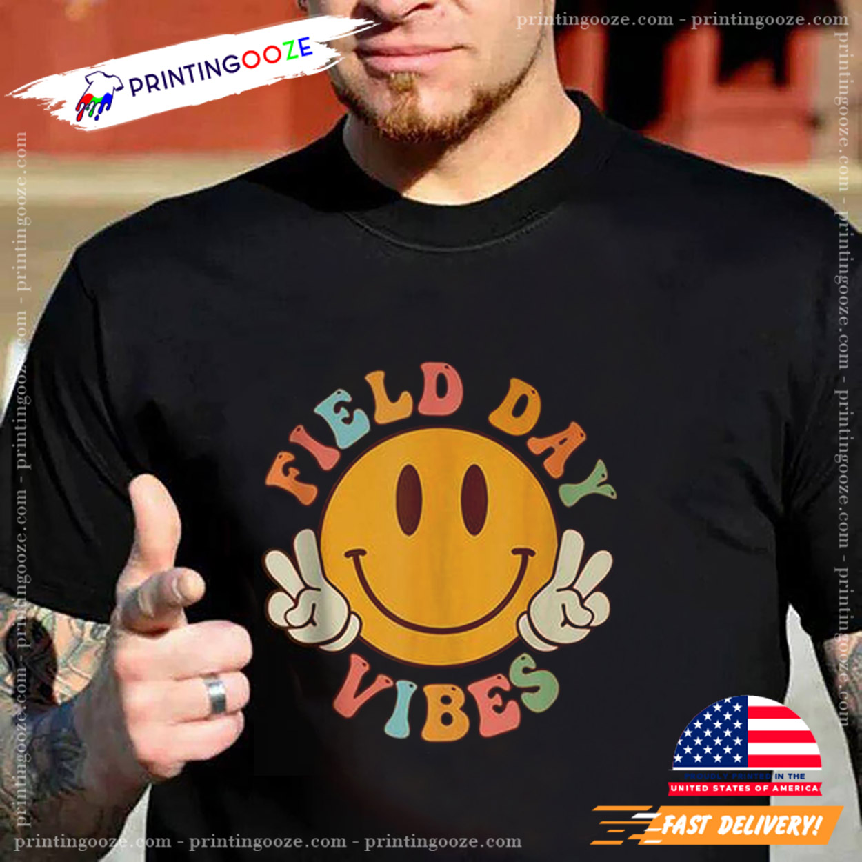 Hippie Smile Face Field Vibes Groovy Tee Hippie Smile Face Field Vibes Groovy Tee