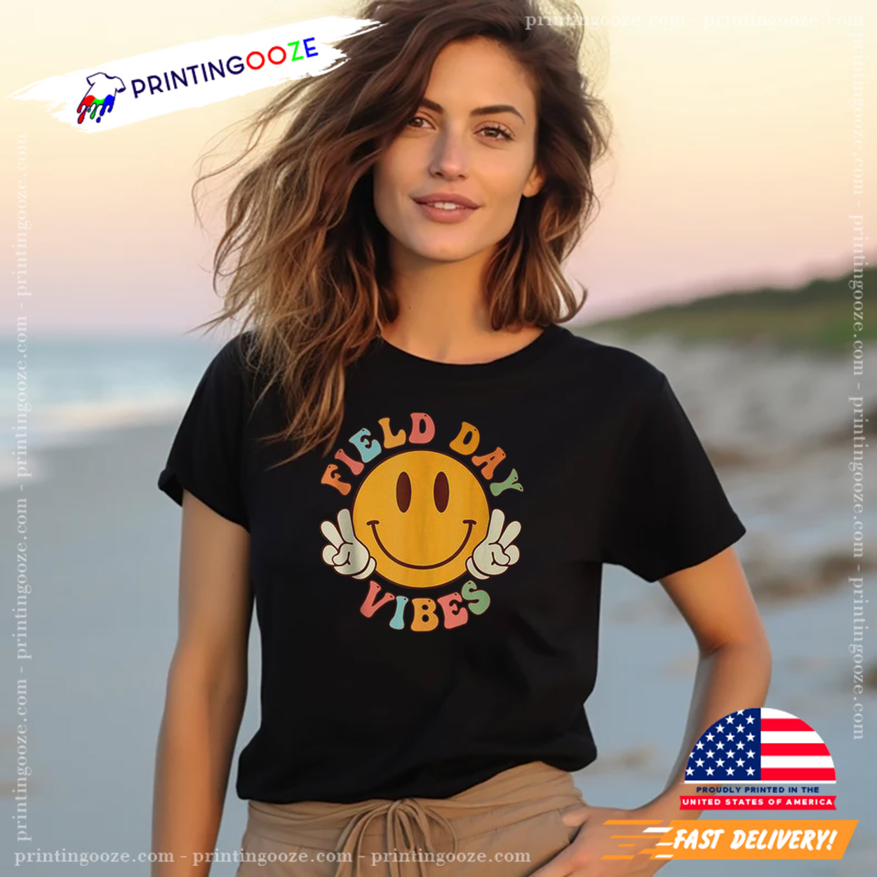 Hippie Smile Face Field Vibes Groovy Tee Hippie Smile Face Field Vibes Groovy Tee